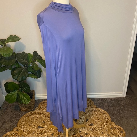 Plus Size Soft Surroundings Blue Mock Neck Tunic Dress - Picture 2 of 8